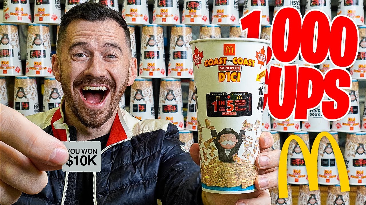 1,000 CUPS – McDonald’s Monopoly Challenge!! I Spent $2,700 On McDonalds AND WON!!